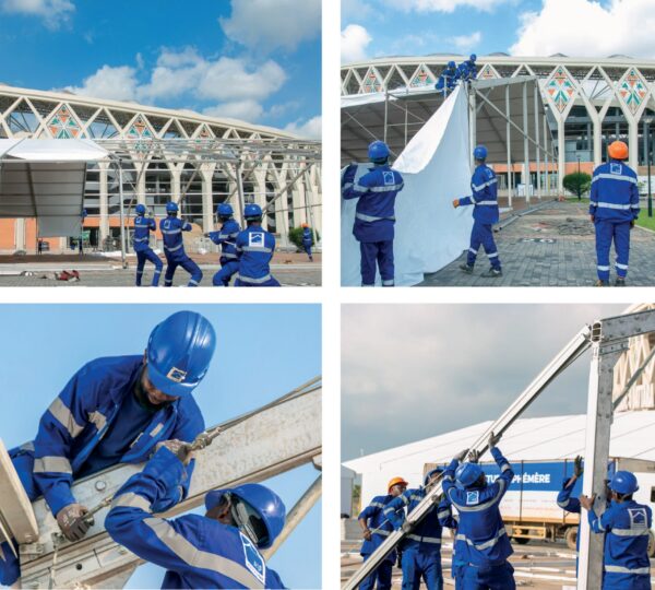 Ayuf Holding Côte d’Ivoire – expert en bâtiments modulaires, structures temporaires et solutions événementielles. Des solutions clés en main : location de tentes, location de chapiteaux, location de stands modulaires, location de mobiliers et matériels événementiels pour des opérations d’envergure nationale.